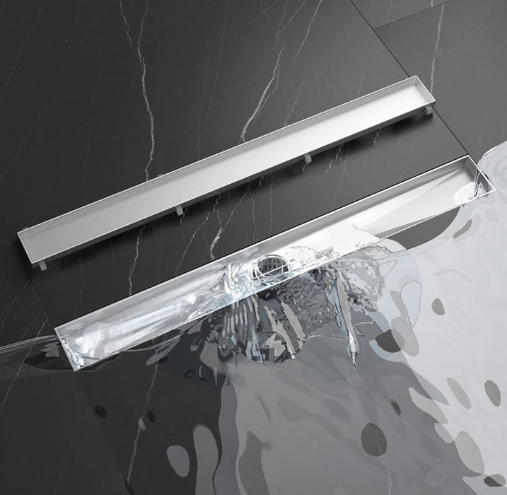 F8888 Floor Drain, Linear Shower Drain Rectangular Floor Drain with Accessories Square Hole Pattern Cover Grate Removable SUS304