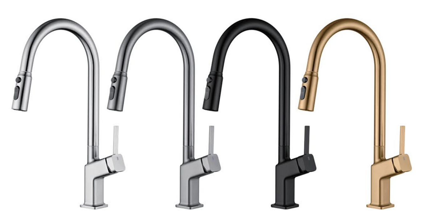 F24 Single Handle High Arc Brushed Nickel Pull Out Kitchen Faucet, Single Level Stainless Steel Kitchen Sink Faucets with Pull Down Sprayer