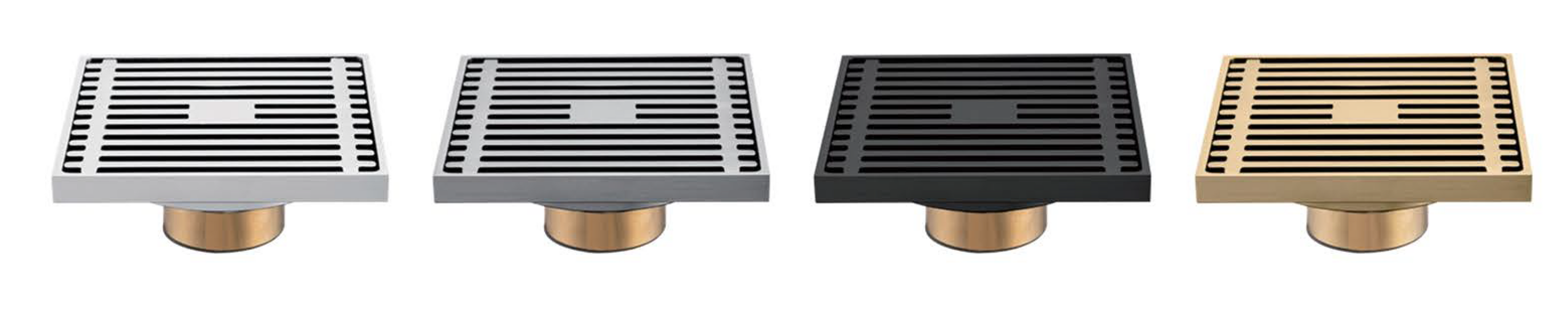 F8102 Floor Drain, Contemporary 4 inches Square, with Removable Strainer