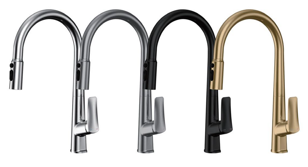F26 Kitchen Faucets with Pull Down Sprayer, Single Handle Stainless Steel High Arc Faucet for Kitchen Sink, 1 Hole with Deck Plate Sink Faucet for Bar RV Farmhouse Outdoor Laundry