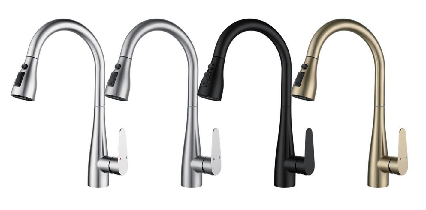 F22 Kitchen Sink Faucet, Pull Down Kitchen Faucet, with Sprayer Stainless Steel Single Handle one or Three Hole for Laundry bar Kitchen Sinks