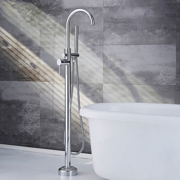 F102 Single Handle Floor Mounted Freestanding Tub Faucet