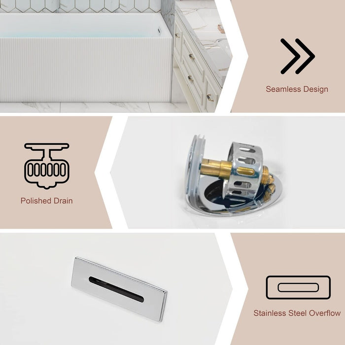 59/67 Inch Wave Style Left Hand Drain, Corner Acrylic Freestanding Bathtub&Overflow, cUPC Certified KBT-6LW