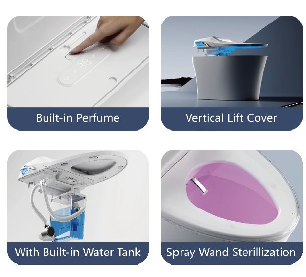 Intelligence Toilet with Built-In Water Tank& Perfume – Floor Mounted S-Trap 300mm KDK-18ST
