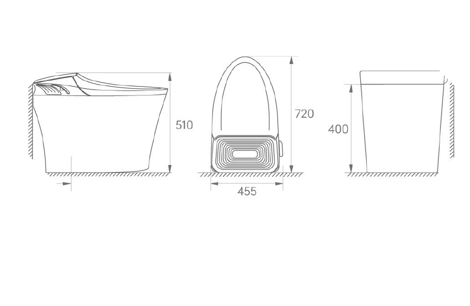 Intelligence Toilet with Built-In Water Tank& Perfume – Floor Mounted S-Trap 300mm KDK-18ST
