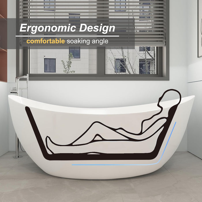 59/66 Inch Double Slipper Shape Contemporary Soaking Tub Freestanding Bathtub with Non-Slip Base, Center Drain, CUPC Certified KBT-4