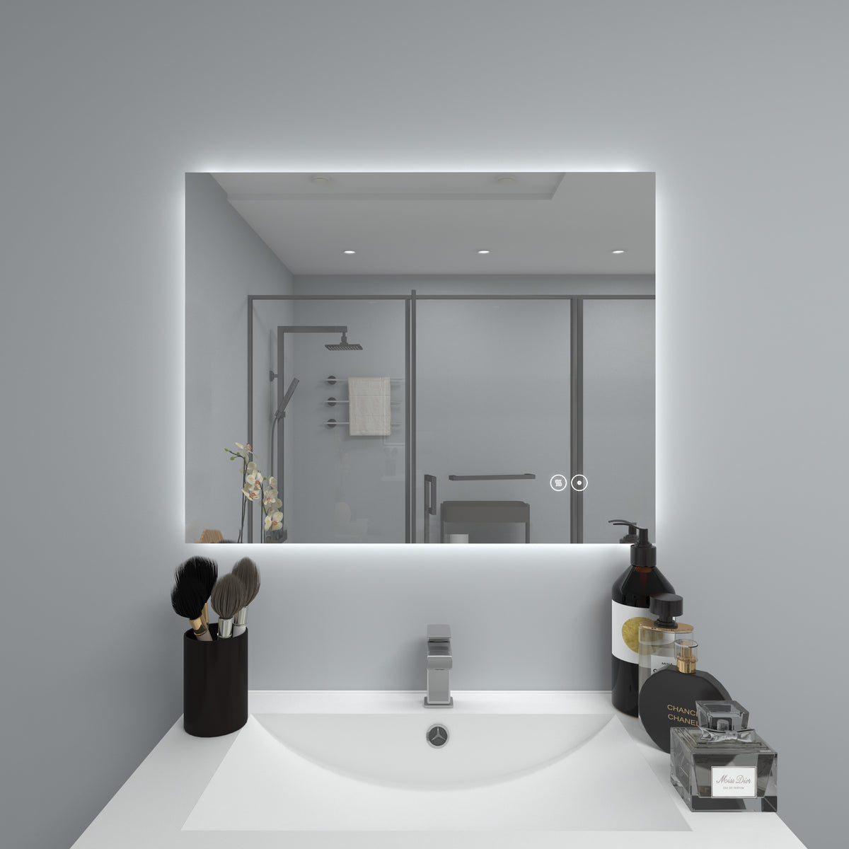 ABT3030 LED Backlit Frameless Lighted Bathroom Wall Mirror 30''*30 ...