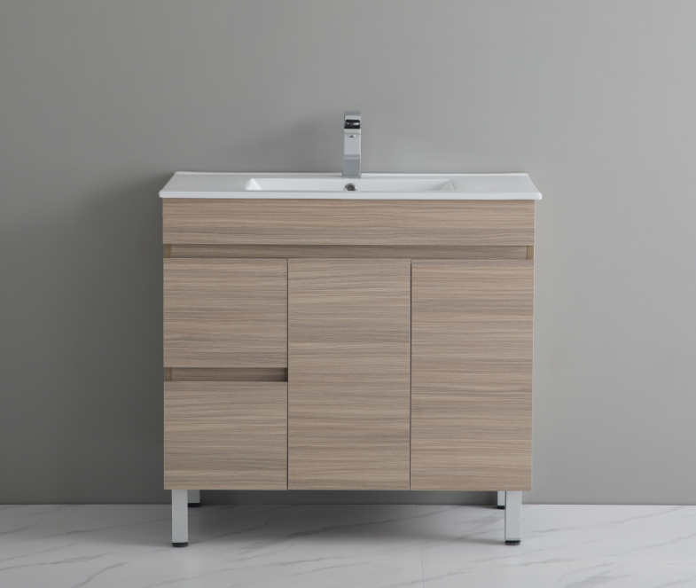 36 Inch PVC Bathroom Vanity With Ceramic Top and Legs 35.5*18*34.6 NW36L/R-LG