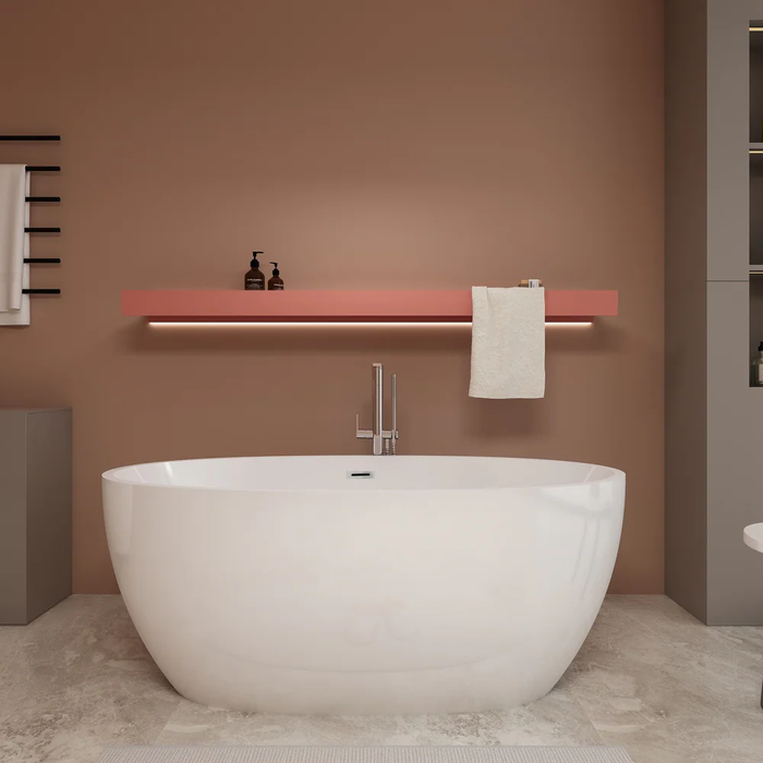 Glossy White Oval Freestanding Bathtub Acrylic with Overflow, cUPC Certified,  KBT-5