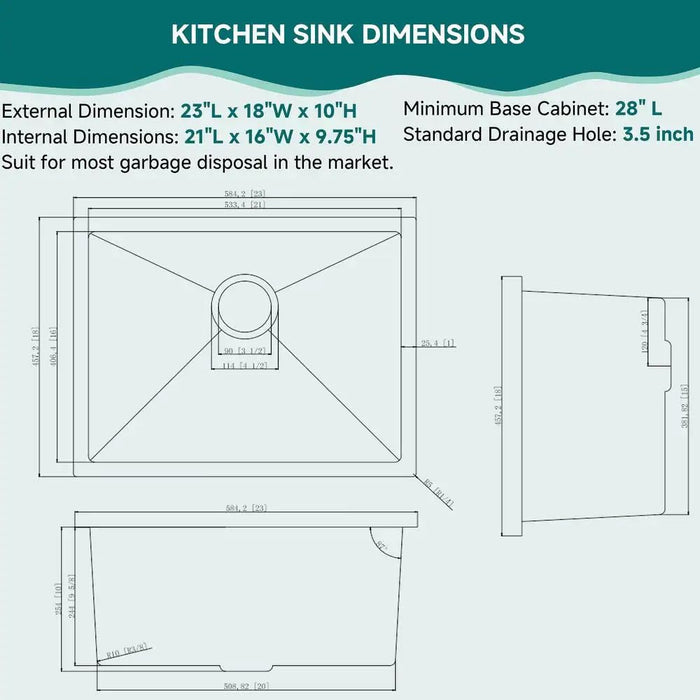 23 Inch Rosegold Single Bowl Stainless Steel Deep Sink 23*18*10 KDK-2318SR