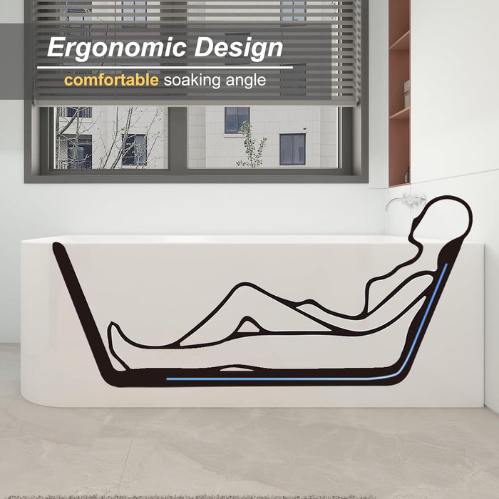 Right Drain Acrylic Bathtub, Space Solution Contemporary Soaking Corner Tub with Overflow, Glossy White, cUPC Certified KBT-6R