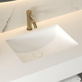 21 Inch Undermount Rectangle Ceramic Bathroom Sink, Pure White KDK-B03