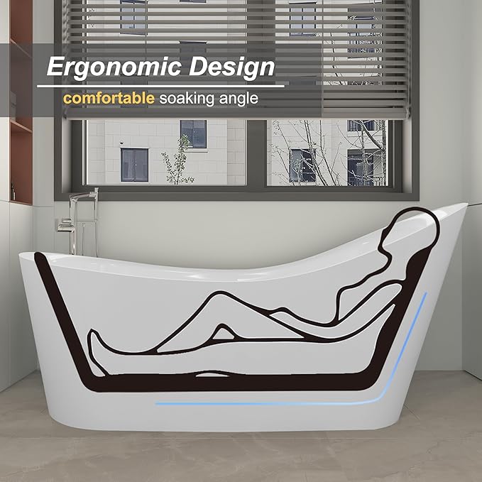 Matte Black Slipper Style Acrylic Freestanding Bathtub, Integrated Overflow and Drain, cUPC Certified KBT-8