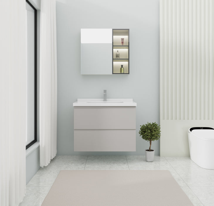 UMV-LG31 PVC Floating Bathroom Vanity With Stone Top 31’‘*19.5’‘*20’‘