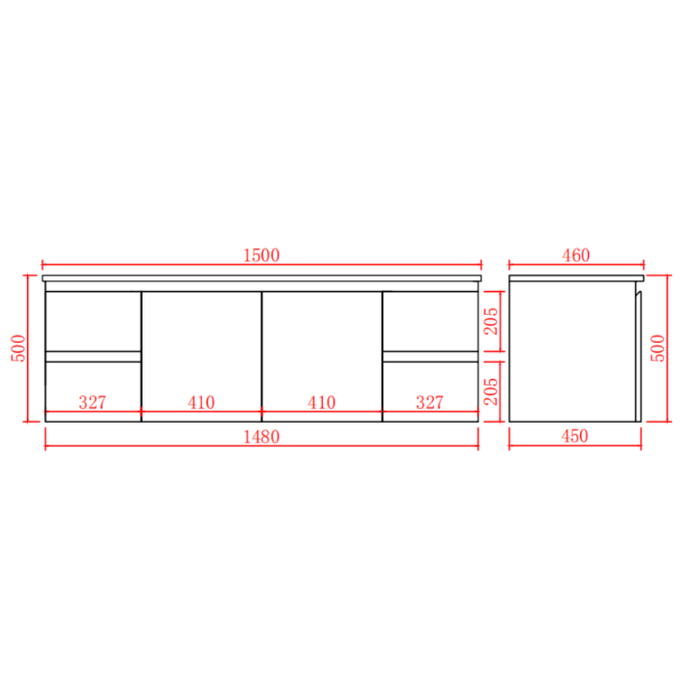 PVC Bathroom Vanity With Ceramic Top 59" × 18" × 19.7"