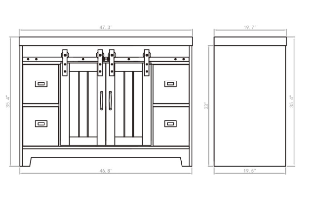 47 Inch Freestanding Single Bathroom Vanity with Engineered Marble Top 47*19.5*34 UBV-48