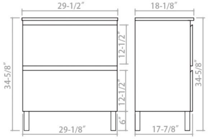 RIVA750-LG-CAB PVC Bathroom Vanity With Stone Top 29-1/8*18*34-5/8