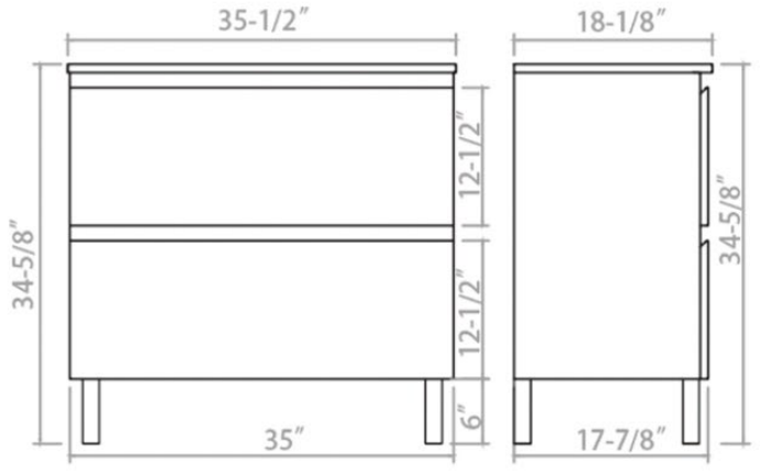 RIVA900-LG-CAB PVC Bathroom Vanity With Stone Top 35*18*34-5/8