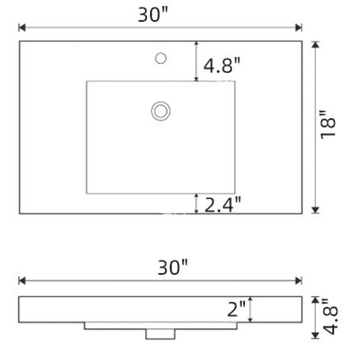 UCW-3-30 China Rectangular Vessel Bathroom Sink with Overflow