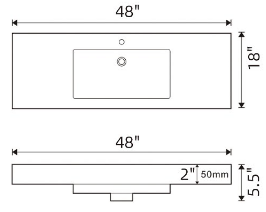 UCW-3-48 China Rectangular Vessel Bathroom Sink with Overflow