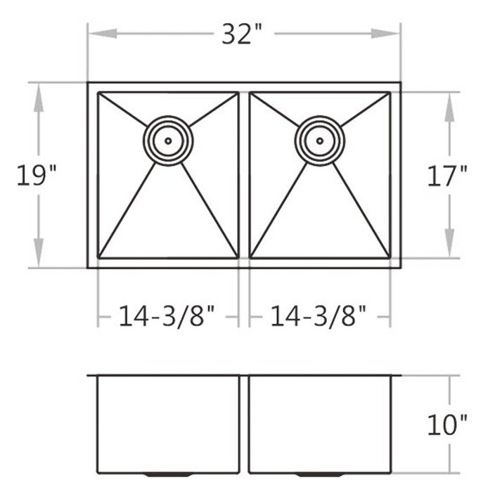 KDK-3219DR Undermount Single Bowl Stainless Steel Kitchen Sink 32‘’*19‘’*10‘’