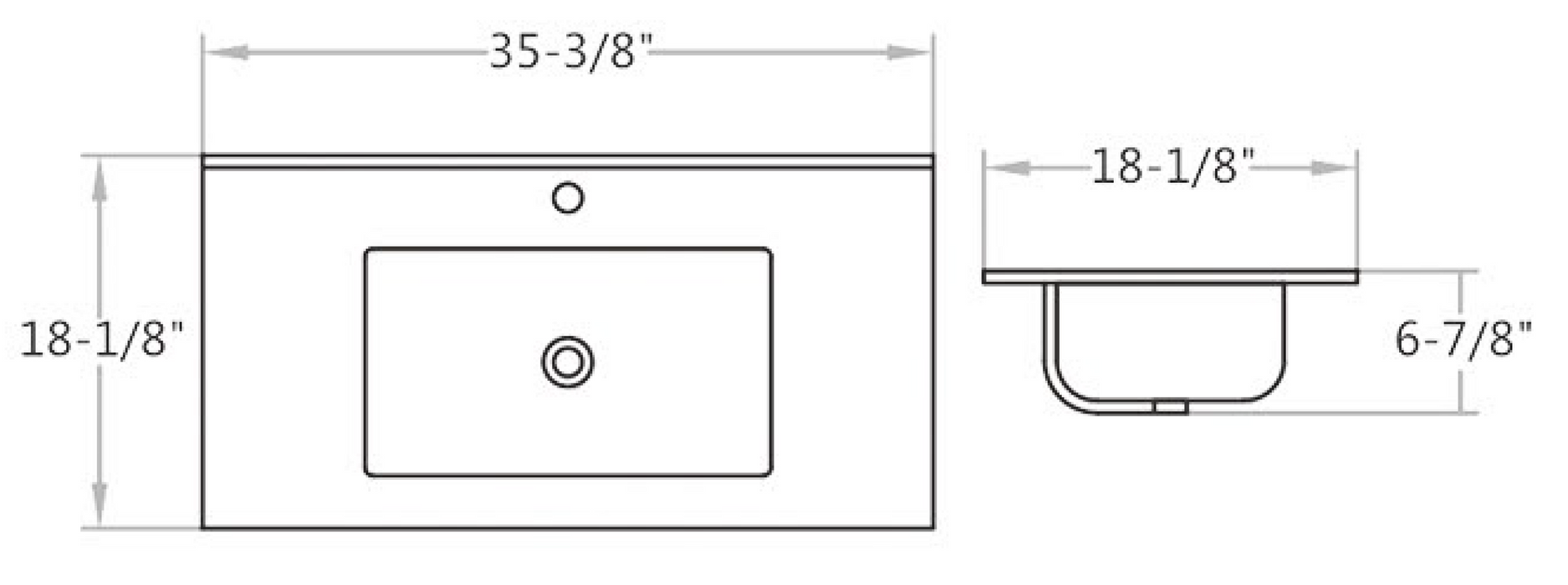 CT3618 China Rectangular Vessel Bathroom Sink with Overflow