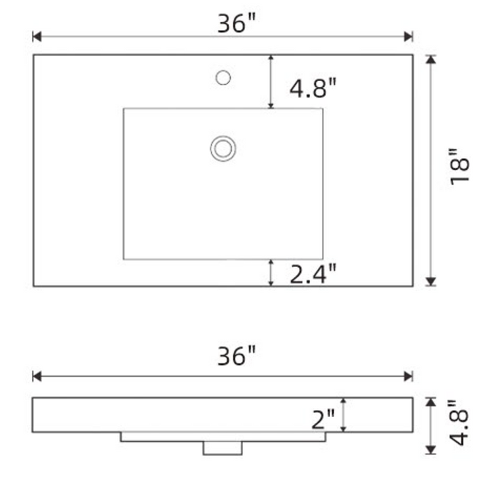 UCW-3-36 China Rectangular Vessel Bathroom Sink with Overflow