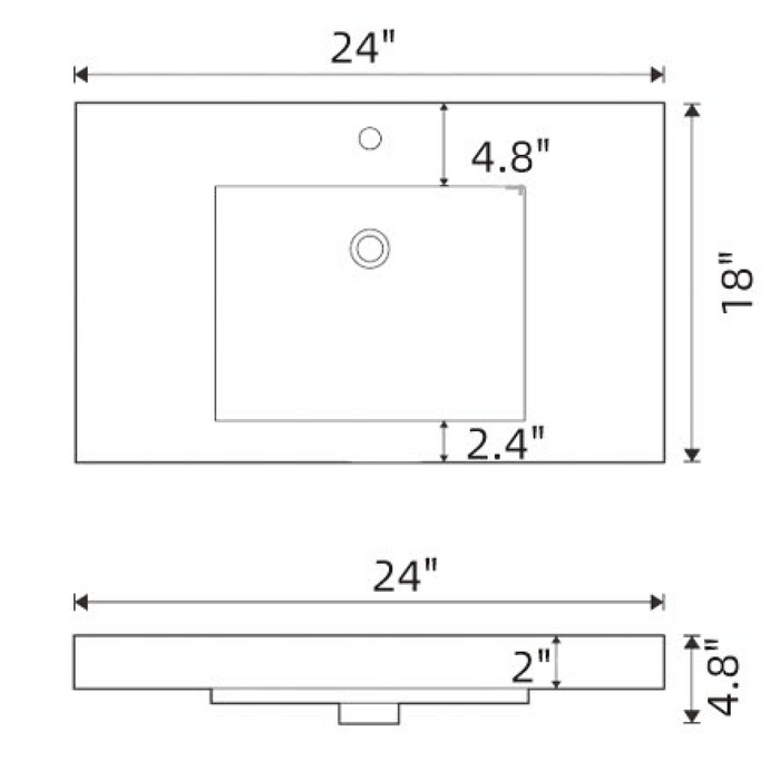 UCW-3-24 China Rectangular Vessel Bathroom Sink with Overflow