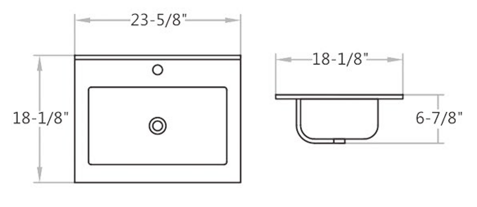 CT2418 China Rectangular Vessel Bathroom Sink with Overflow