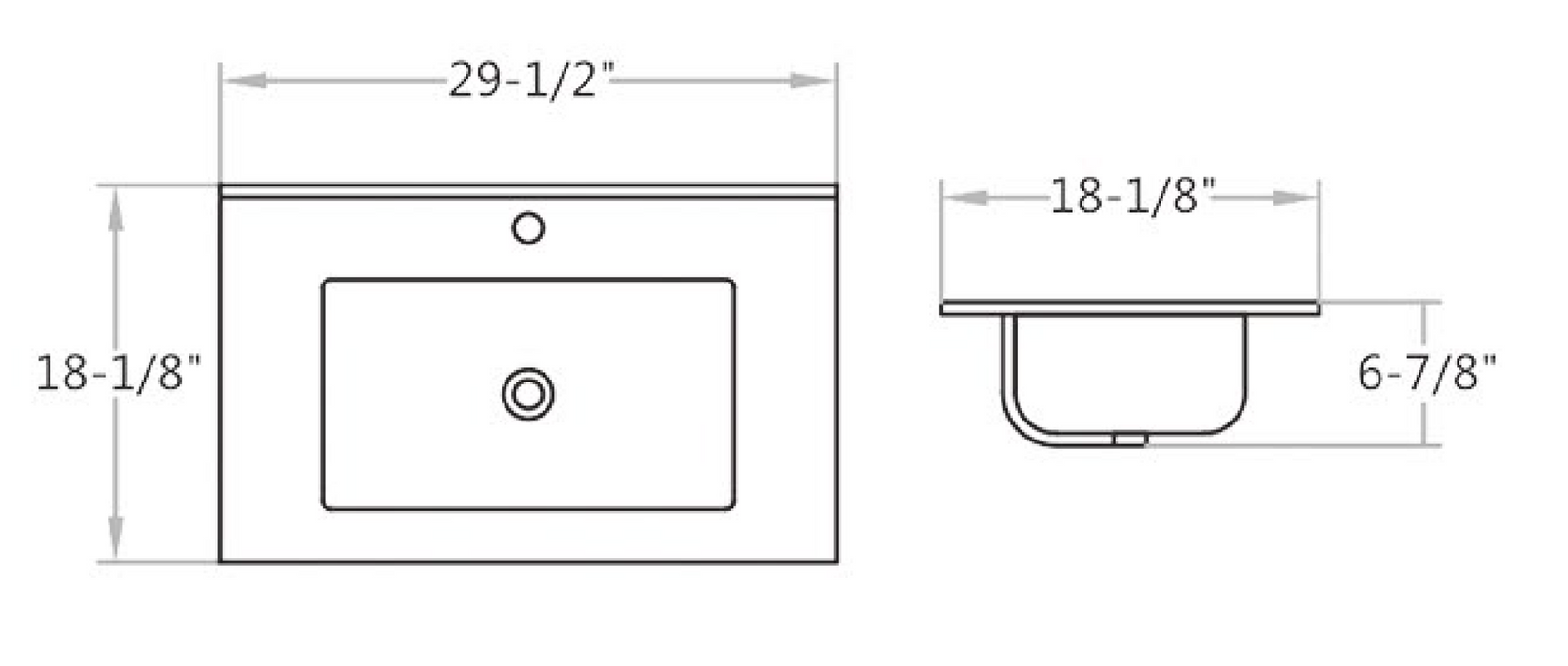 CT3018 China Rectangular Vessel Bathroom Sink with Overflow