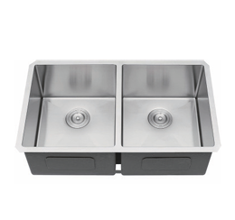 SUS304 Stainless Steel Double Bowl Kitchen Sink – Brushed / Gold / Black Finish (813×483mm) 3219D/3219D-BLACK 3219D-GOLD