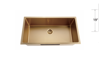 SUS304 Stainless Steel Kitchen Sink – Single Bowl, Black / Silver / Gold Finish (813×483mm) 3219SGW / 3219SW / 3219STW