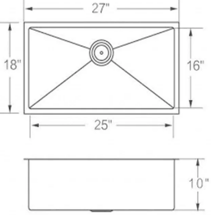 2718S Kitchen Sink Faucet, Stainless Steel Single Bowl Kitchen Sink 18Gauge(RA-R2718 )