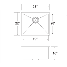 SUS304 Stainless Steel Kitchen Sink – Deep Single Bowl, Brushed Finish (635×560mm) 2522S Kitchen Sink