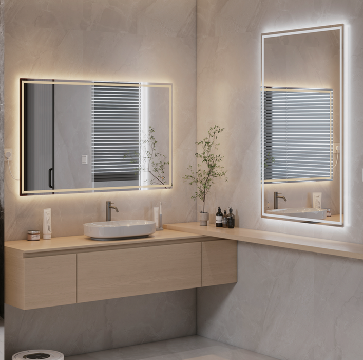 LED Backlit Bathroom Mirror – Anti-Fog, 3CCT Lighting (24"–72") AW2430-1/AW3030-1/AW3630-1/AW4230-1/AW6030-1/AW7230-1