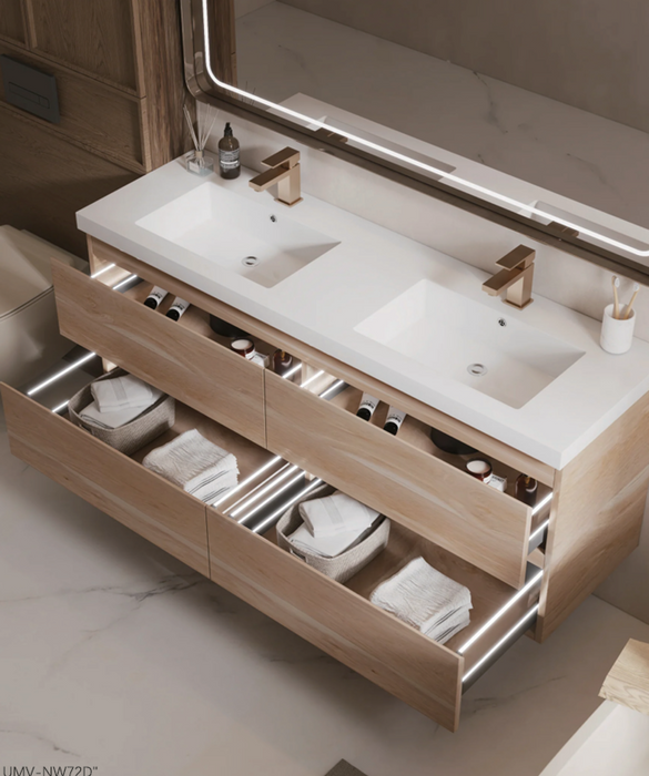 NexaCore Floating Bathroom Vanity – PVC Wall Mounted Cabinet UMW-NW1200/48 UMW-NW1550/60 UMW-NW1800/72