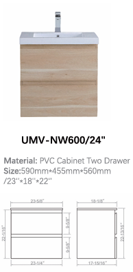 NexaCore Compact Floating Bathroom Vanity – PVC Wall Mounted Cabinet UMW-NW600/700/900/