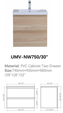 NexaCore Compact Floating Bathroom Vanity – PVC Wall Mounted Cabinet UMW-NW600/700/900/