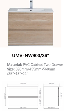 NexaCore Compact Floating Bathroom Vanity – PVC Wall Mounted Cabinet UMW-NW600/700/900/