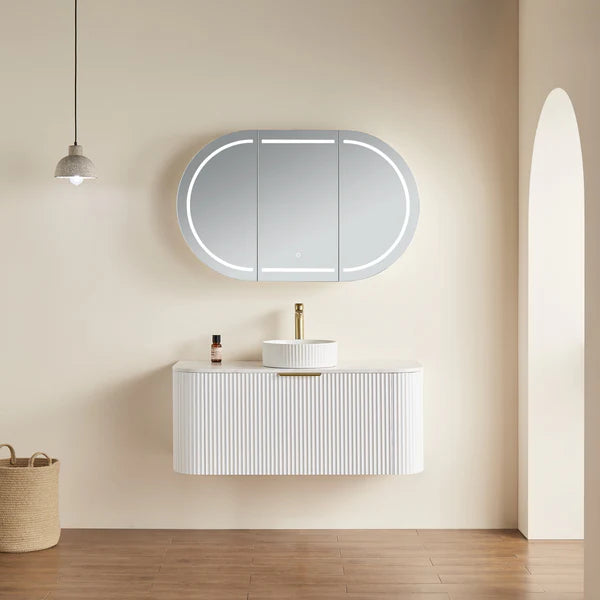 Lumero LED Mirror Shaving Cabinet – Dimmable 6000K Light, Soft-Close, Matte Black / White, 1200/1500mm Losv1200*750*155/1500*800*155