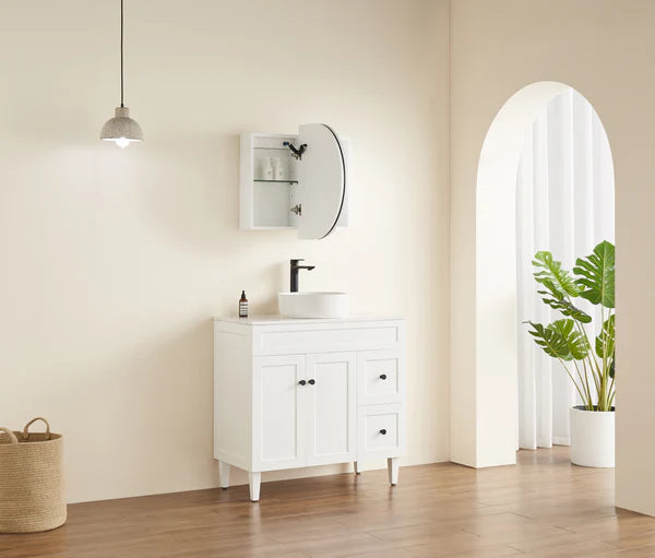 Lumero LED Mirror Shaving Cabinet – Dimmable 6000K Light, Soft-Close, Matte Black / White LOSV9060 900*600*155mm