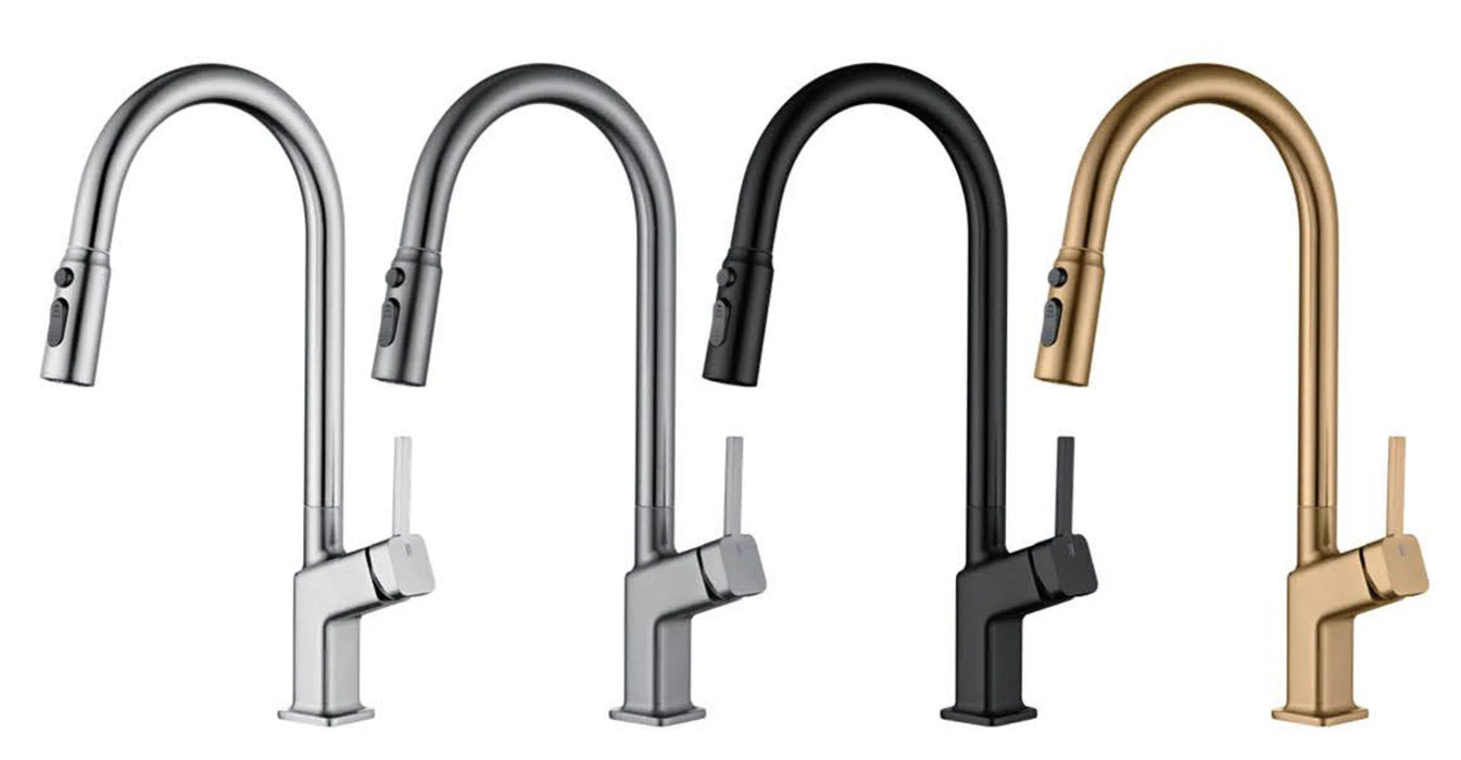 F24 Single Handle High Arc Brushed Nickel Pull Out Kitchen Faucet, Single Level Stainless Steel Kitchen Sink Faucets with Pull Down Sprayer