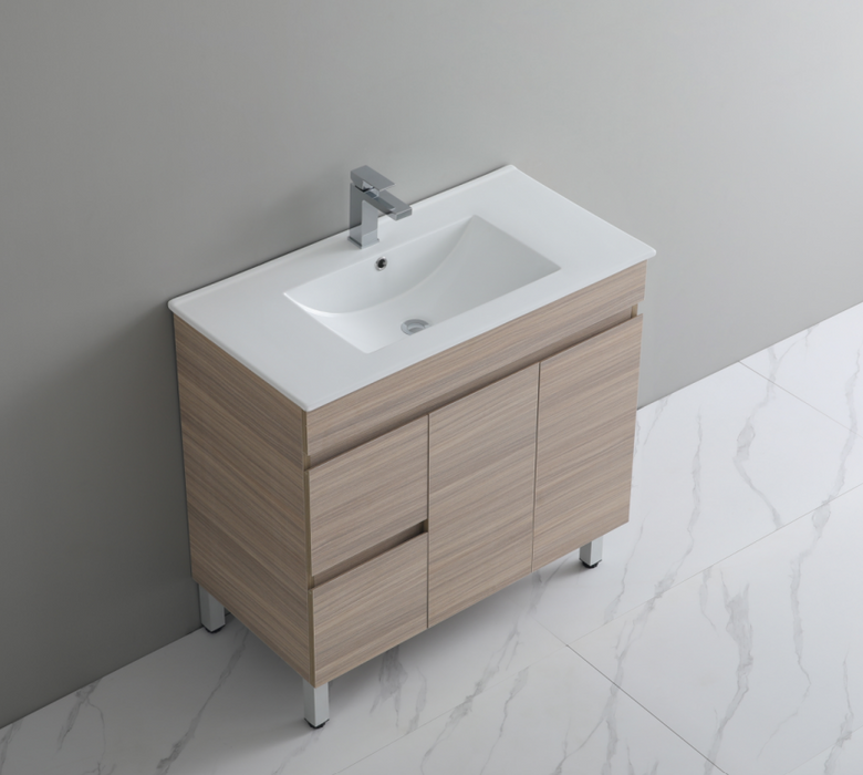 36 Inch PVC Bathroom Vanity With Ceramic Top and Legs 35.5*18*34.6 NW36L/R-LG