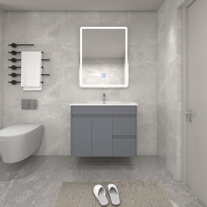 PF900L/R-WH-CAB PVC Vanity With Stone Top 35-3/8"*18-1/8"*21-1/2"