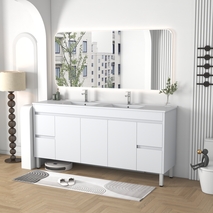 PF1800-LG-CAB  PVC Bathroom Vanity With Stone Top 71"*18-1/8"*34-5/8"