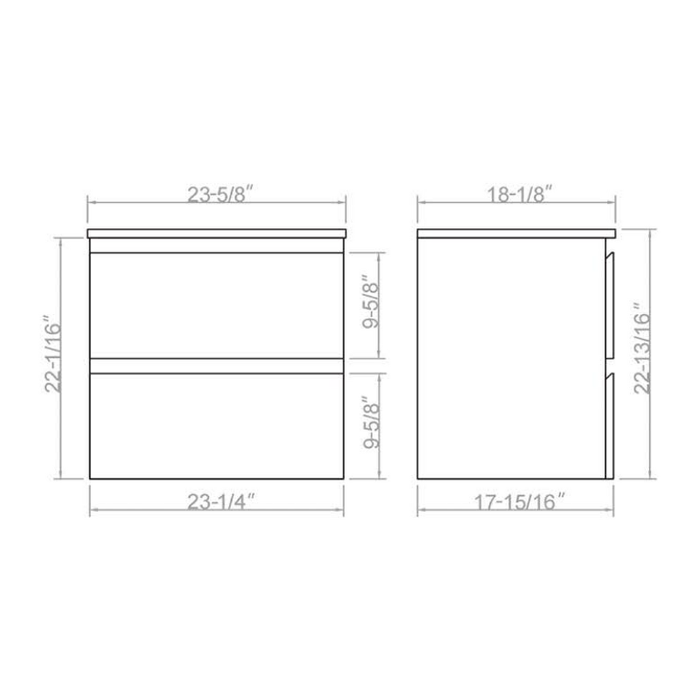 PVC Floating Bathroom Vanity With Stone Top 23‘’*18‘’*22‘’