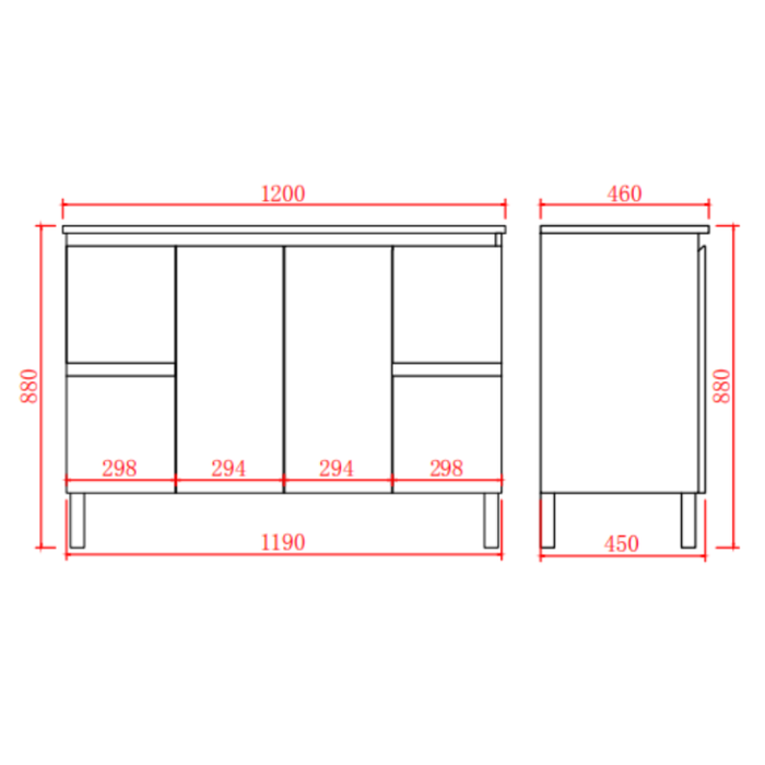 PVC Bathroom Vanity With Ceramic Top and Legs 47.2"x18"x34.6"