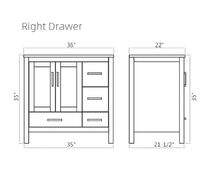 36/42 Inch Freestanding Solid Wood Bathroom Vanity with Ceramic Top V2201-LD/RD