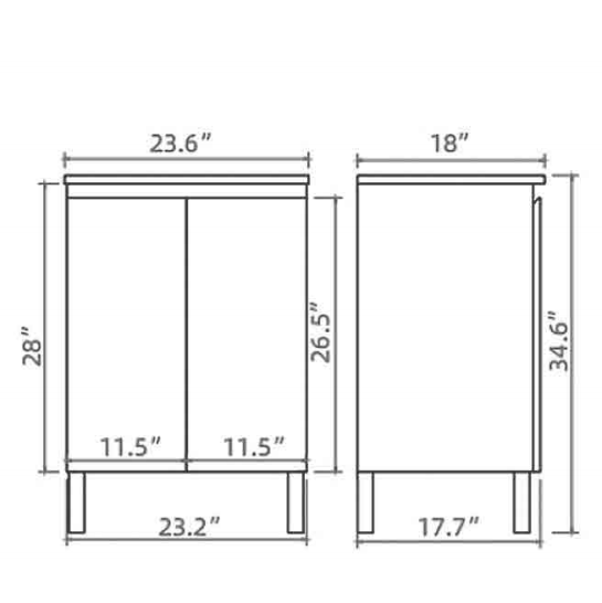 PVC Bathroom Vanity With Ceramic Top and Legs 23.6"x18"x34.6"