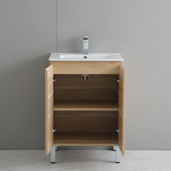 PVC Bathroom Vanity With Ceramic Top and Legs 23.6"x18"x34.6"